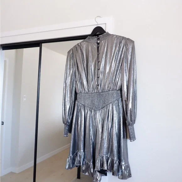 SOLD- RETROFETE Silver Mini Dress - Picture 7 of 11